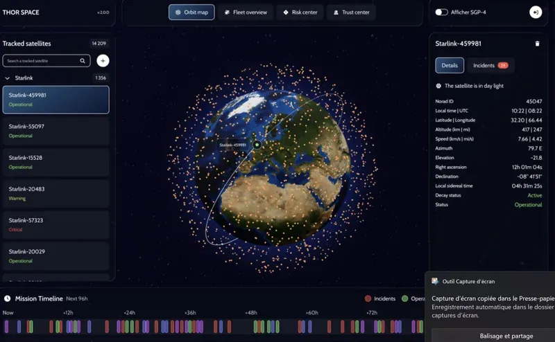 THORSPACE Orbit Map - Real-time satellite tracking and prediction